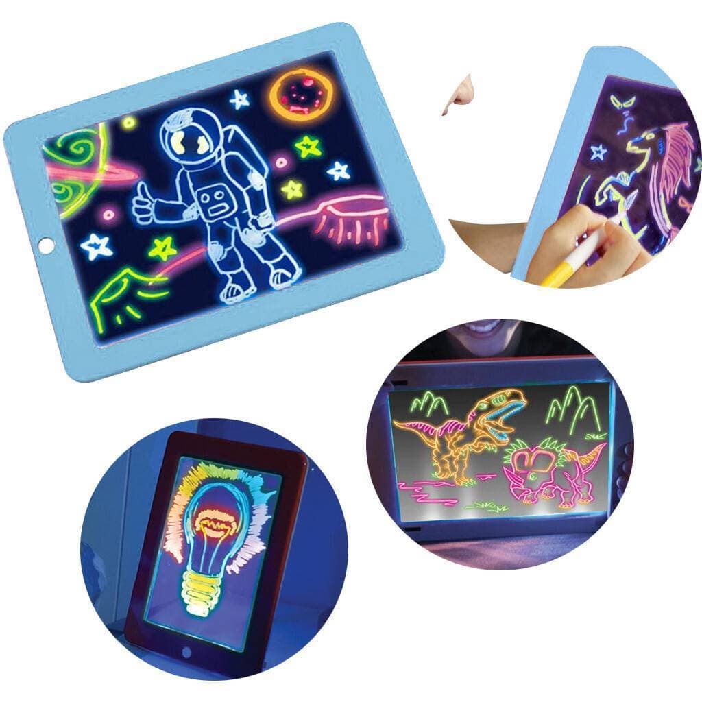 Magic Pad Create Art That GLOWS Light Up LED Board Draw, Sketch, Create, Doodle, Art, Write, Learning Tablet Includes 3 Dual Side Markets, 30 Stencils and 8 Colorful Effects