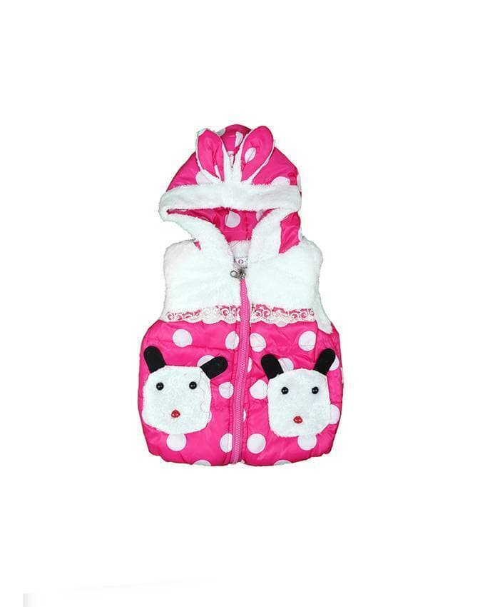 Pink Fleece Sleeveless Quilted Zipper Hoodie