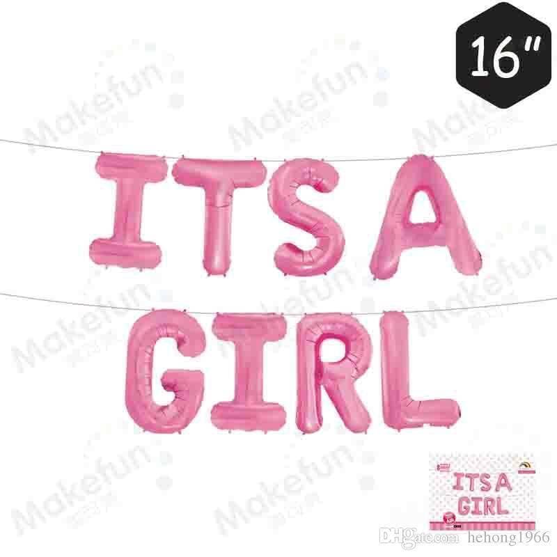 16 inch Foil Balloons ITS GIRL Letter Banner for Baby Shower Decoration