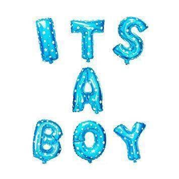 16 inch Foil Balloons ITS BOY Letter Banner for Baby Shower Decoration - Sky Blue Color