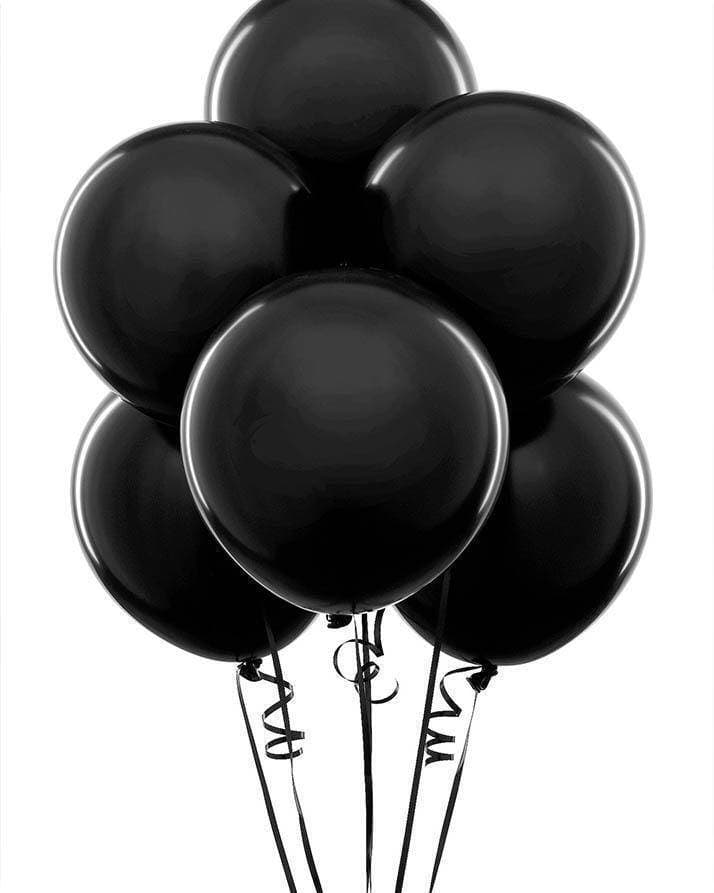 10 Color Pack of 50 -14 Inch Big Size Pearl Shape Latex  Balloons - Black Color