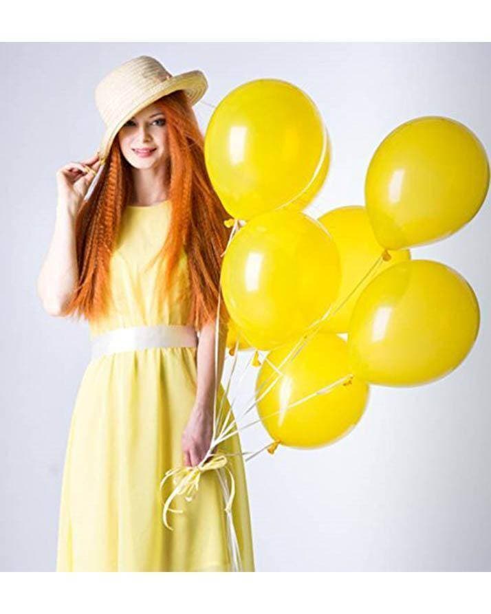 10 Color Pack of 50 -14 Inch Big Size Pearl Shape Latex  Balloons - Yellow Color