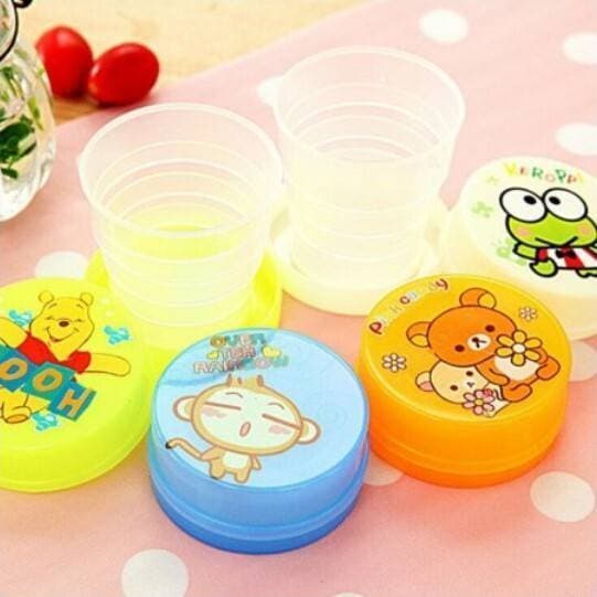1Pcs Portable Cartoon Printed Plastic Foldable Magic Cup Glass for kids -Water Drinker Glass for School Children