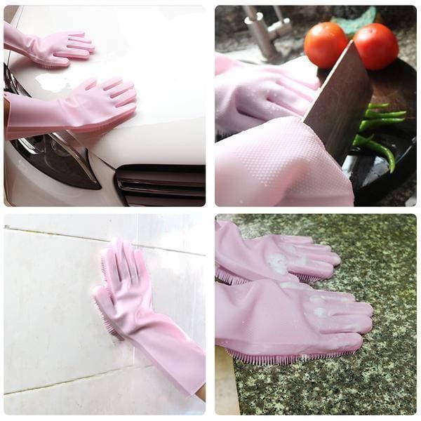 Magic Reusable Silicone Gloves with Wash Scrubber, Heat Resistant, for Cleaning, Household, Dish Washing, Washing the Car