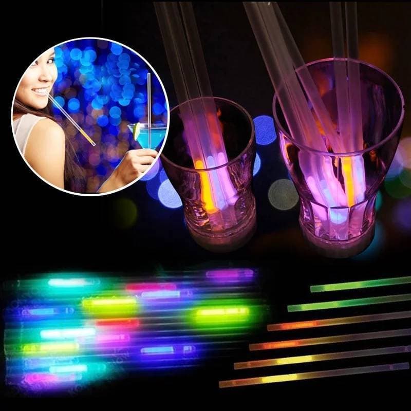 Drinking Supplies Family Wedding Straw Glow in the dark Night Glowing Luminous Fluorescent Kitchen Home Party, Bar Drink Club