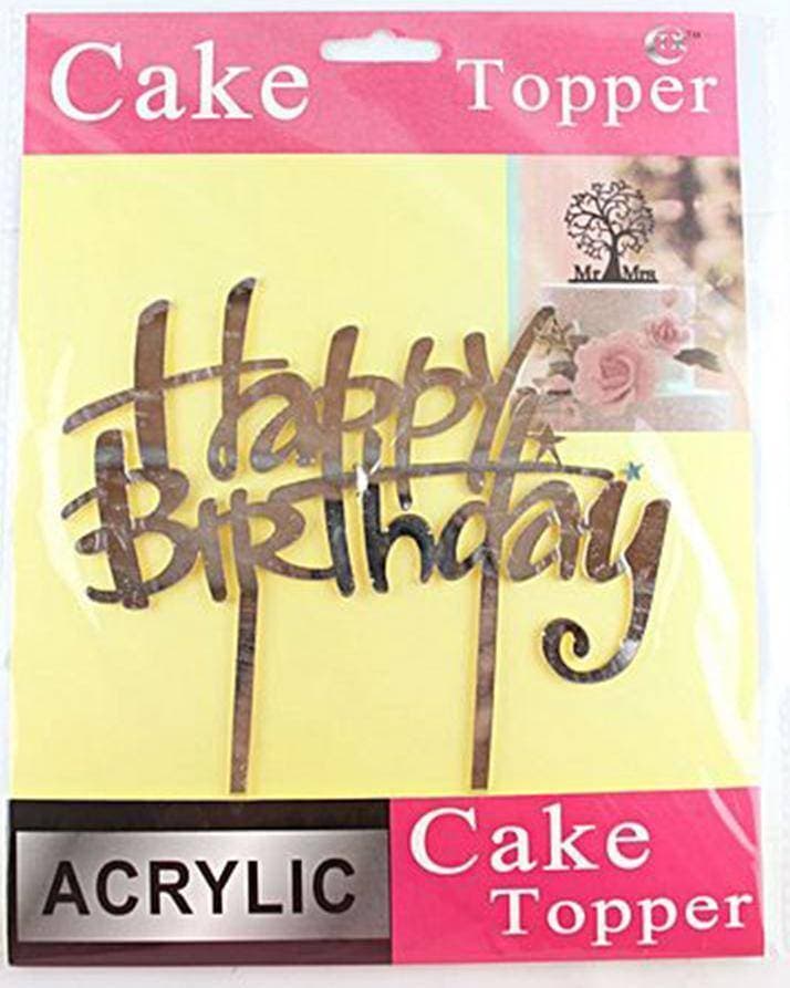 Birthday Cake Topper For Celebration (Sparkly Golden In Colour)