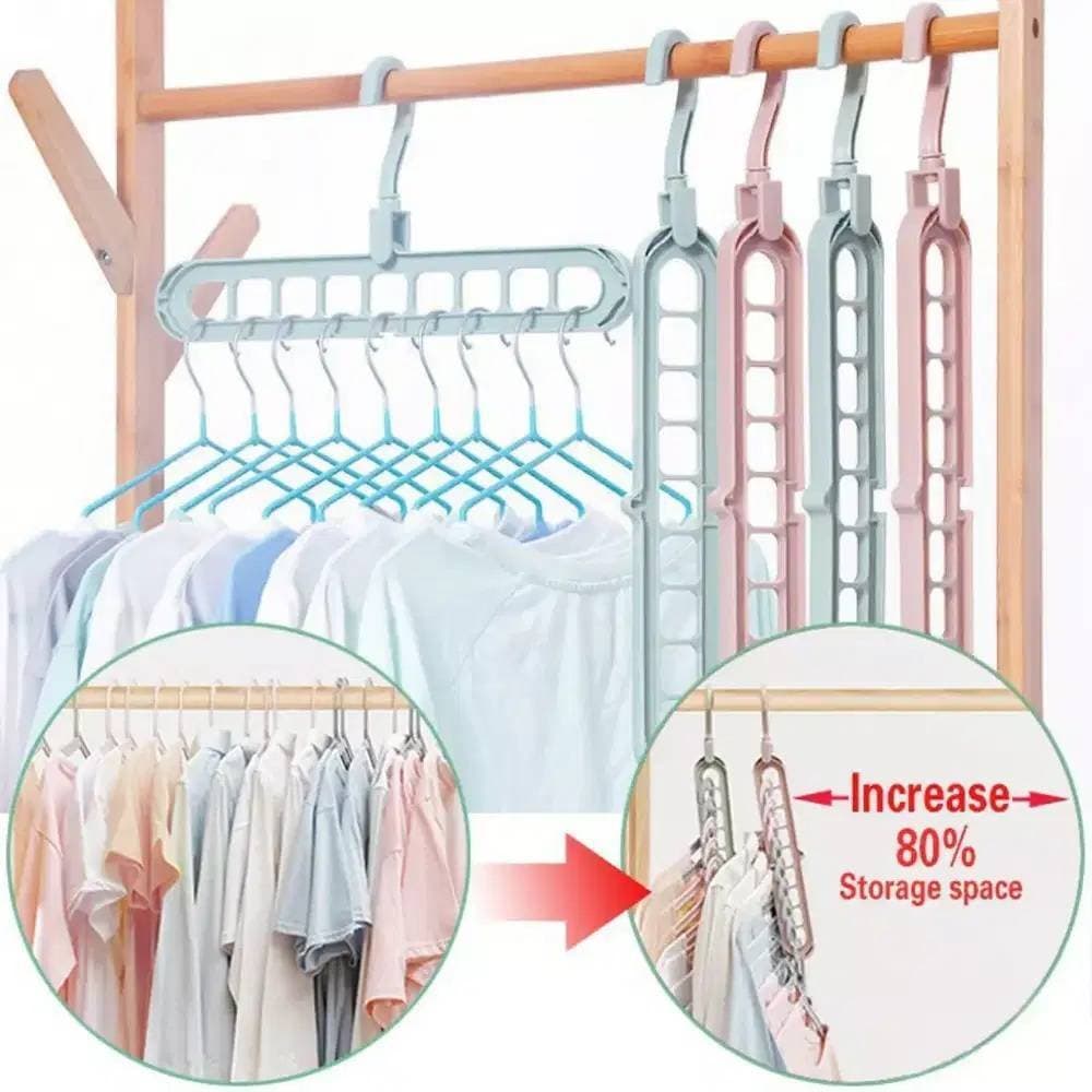 Super Magic Changeable Clothes Pluto Plastic Hanger Space Saving Saver Wonder Closet Organizer 9 Holes