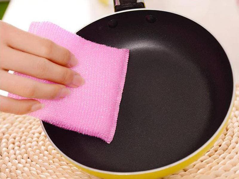 Pack Of 6, Kitchen Cleaning Pad Pan Brush Dishes Scourer Cleaning Sponge Bowl Scouring Pad Scrub Cleaning Rag Sponge Dish Towel