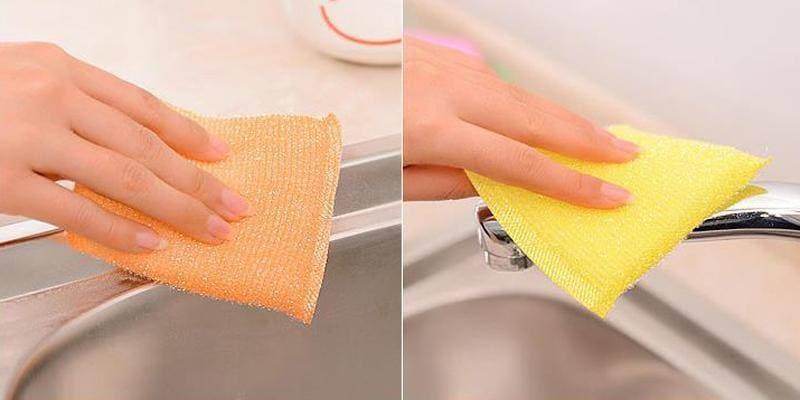 Pack Of 6, Kitchen Cleaning Pad Pan Brush Dishes Scourer Cleaning Sponge Bowl Scouring Pad Scrub Cleaning Rag Sponge Dish Towel