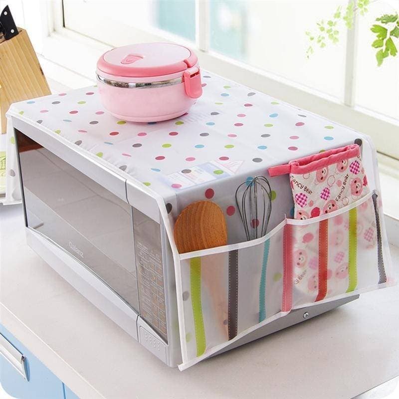 Colorful Pastoral Style Microwave Oven Hood Double Pockets Waterproof Microwave Towel Anti-oil Dust Cover With Storage Bags