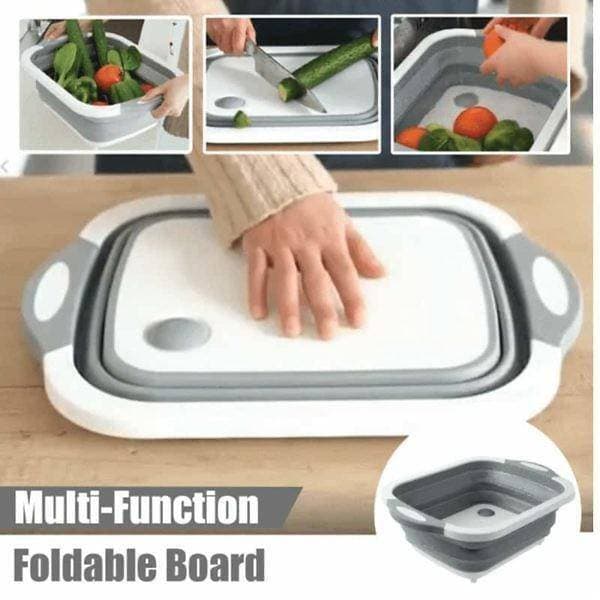 4 in 1 Multi board Collapsible Cutting Board with Colander Fordable Kitchen Plastic Silicone Dish Tub Draining Veggies Fruits Food Grade Sink Storage