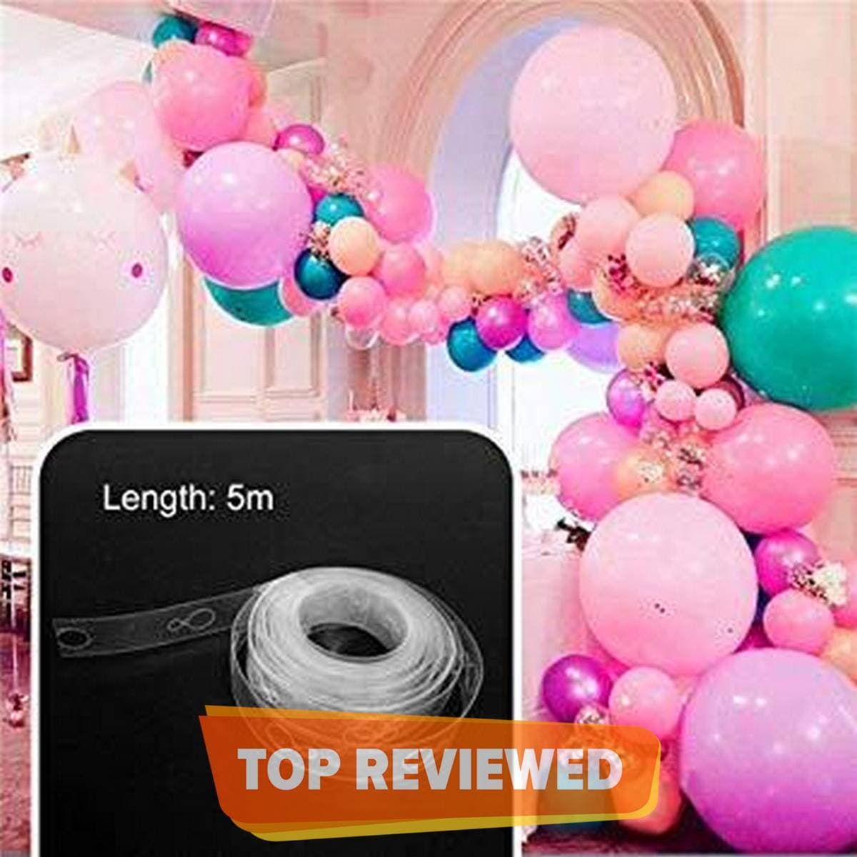 Balloon Decorating Strip Connect Chain DIY Balloon Arch Strip Tape Plastic 5M