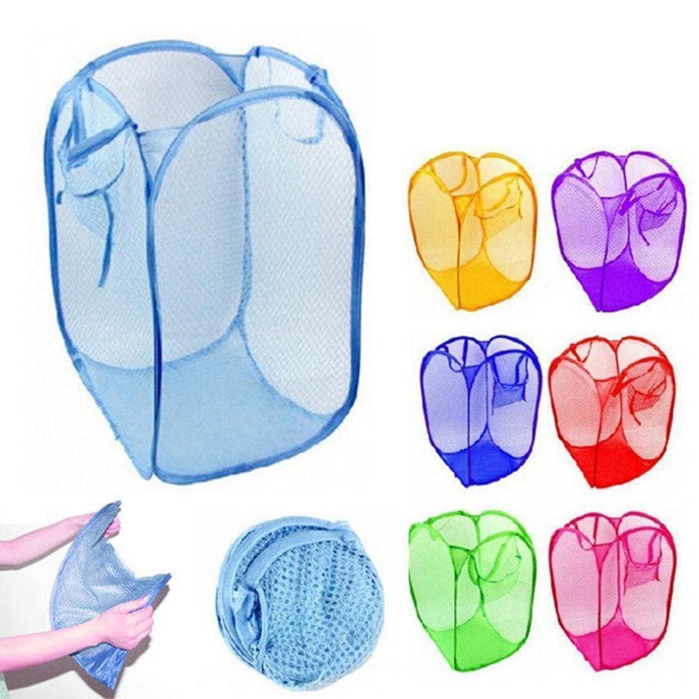 Foldable Laundry Bag Home Cloth Storage Mesh Washing Basket Bin Hamper