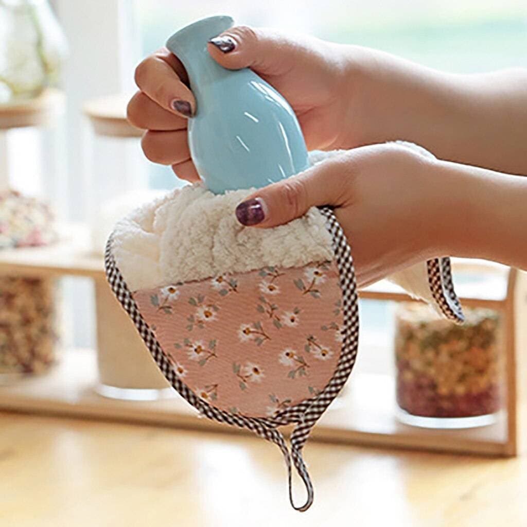 Pack Of 2 Super Absorbent Hanging Kitchen Towel Small Soft Dish Towel Cloth for Kitchen Bathroom Use