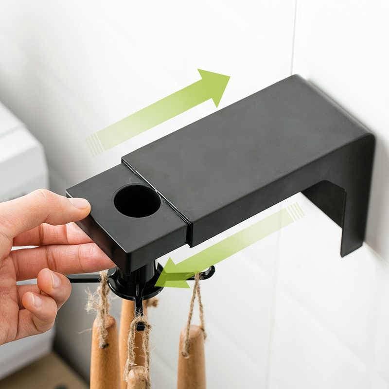 6 Hooks Kitchen 360° Rotating Hook Storage Rack Rotating Cooking Utensils Holder Hanging Cabinet Kitchen Tool Towel Spoon Pan Pot Organizer