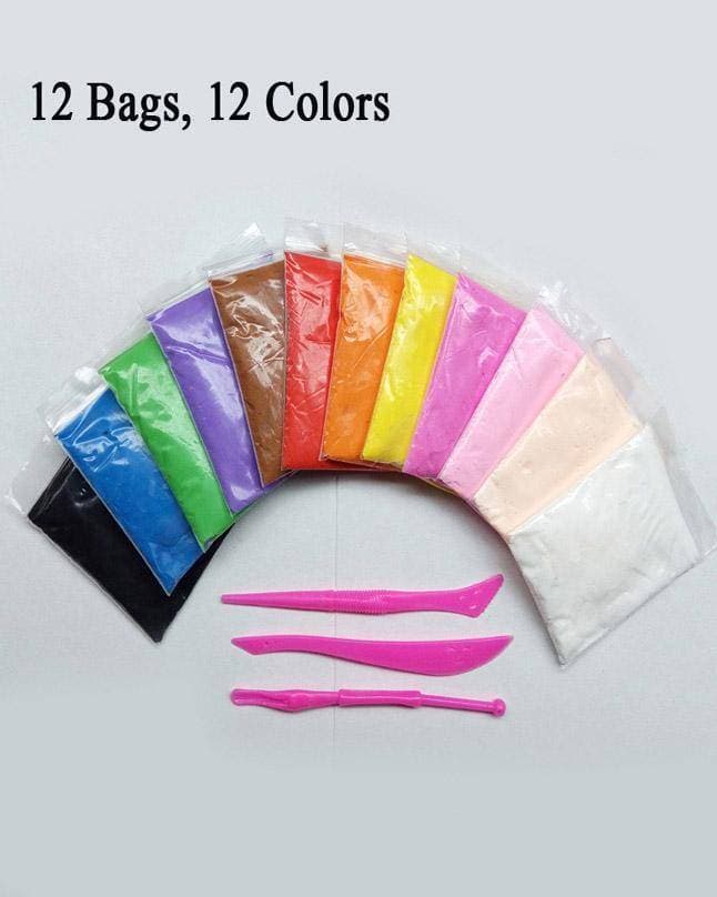 Pack Of -12 Light Air Sensory Fomic Polymer Light Clay Slime Playdough For Early Educational Kids Toy With Free Tools