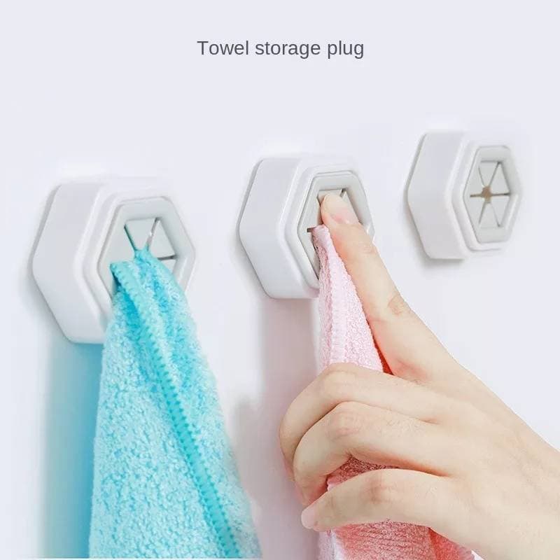 Self-Adhesive Towel Hook A Clip Holder Cleaning Cloth Dishcloth Bathroom Kitchen Wall Hanger Hooks Storage Holders