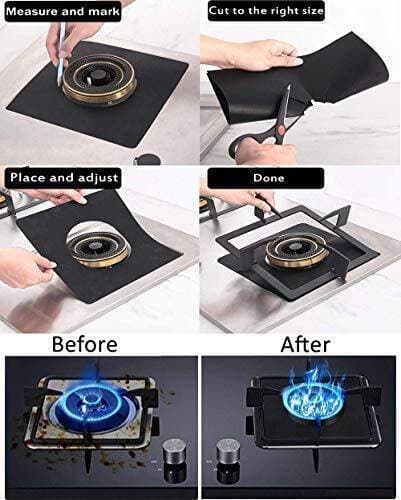 4pcs Aluminum Foil Reusable Gas Stove Cooker Protectors Cover Liner Clean Mat Pad Gas Burner Covers Stovetop Protector Kitchen Accessories