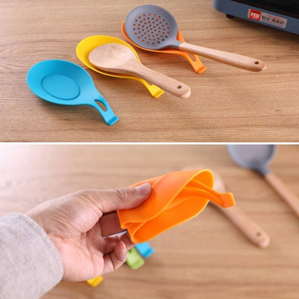 Silicone Spoon Rest Heat Resistant Kitchen Utensil Spatula Holder Cooking Tool - High Quality