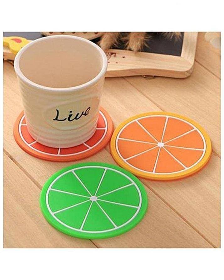 Pack Of 6 Fruit Coaster Silicone Tea Cup Drinks Holder Mat Placemat Pads