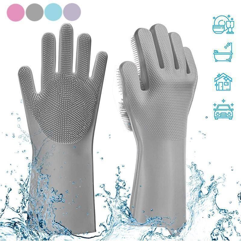 Reusable Magic Dish washing Gloves with scrubber, Silicone Cleaning, Scrub Gloves for Wash Dish,Kitchen, Bathroom