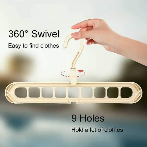 Pack of 6 - Super Magic Changeable Clothes Pluto Creative Wonder Plastic Hanger Space Saving Closet Heavy Duty Organizer 9 Holes Holder Clothes and Pants Scarf