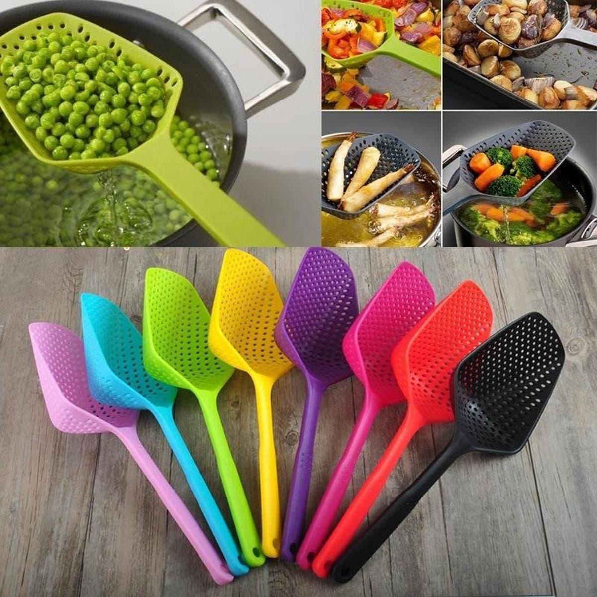 Scoop Colander Strainer Spoon Scoop Colander Nylon Spoon Strainers Non-toxic Durable Nylon Drain Kitchen Accessories Strainers Kitchen Tools - 1 Piece