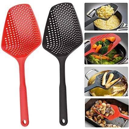 Colander Spoon Strain Cooked Food Drainer Pasta Vegetable Rice Strainer Plastic - 1 Piece