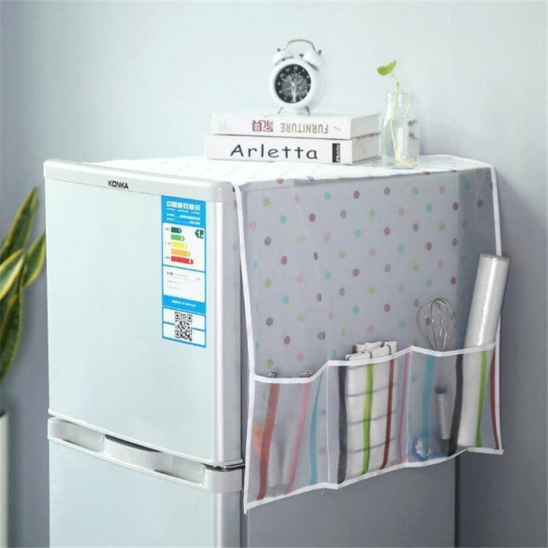 Anti-dust Waterproof Oil-proof Refrigerator Fridge Cover With 6 Pockets Organzier