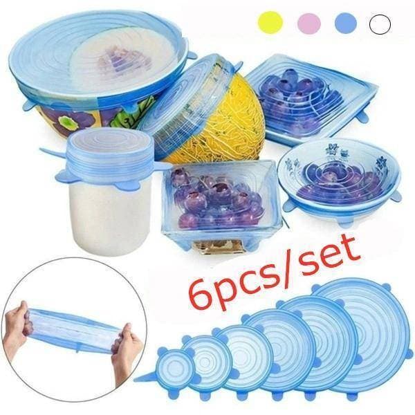 Kitchen Accessories Gadgets Silicone Food Lid 6pcs/set Stretch Universal Bowl Cover Pot Pan Fruit Vegetable Reusable Preservation Kitchen Tool