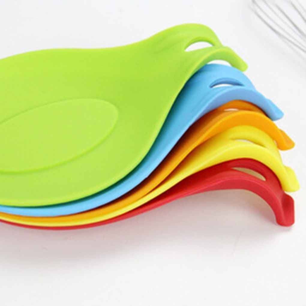 1Pcs Silicone Spoon Rest Heat Resistant Utensil Holder Cooking Tool Rest Pad Grade Silica Gel Spoon