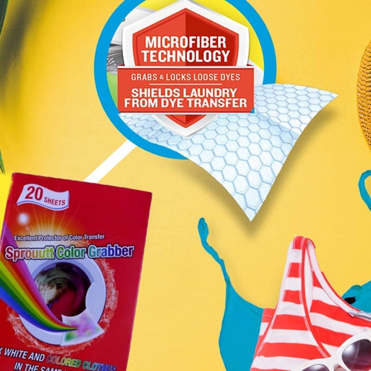 Stain Remover Sheets Protects Laundry From Color Runs or Bleeds Color Catcher, Dye Trapping Sheet Dirt Color Grabber for Laundry, Dye Catcher In-Wash Dye Grabbing 20 Sheets