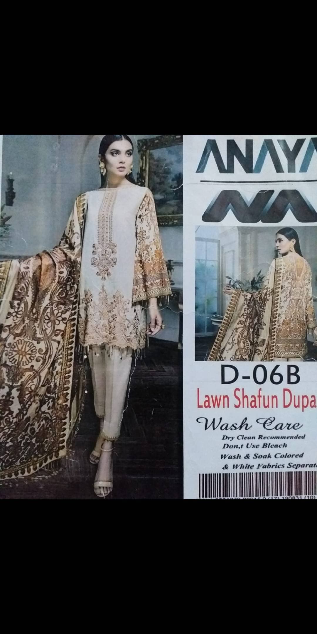 Anaya Lwan Neck Embroidery 3 Piece Suit unsitich