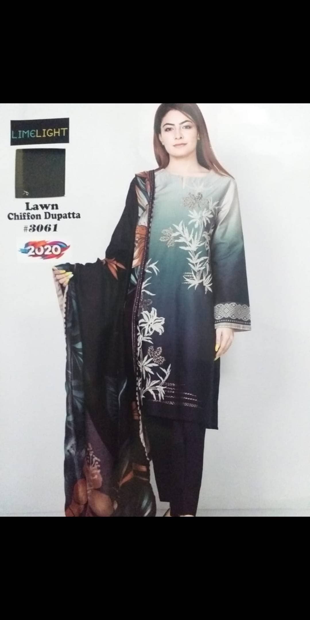 LIMELIGHT Lawn with Chiffon Dupatta 3 piece suit unstitch