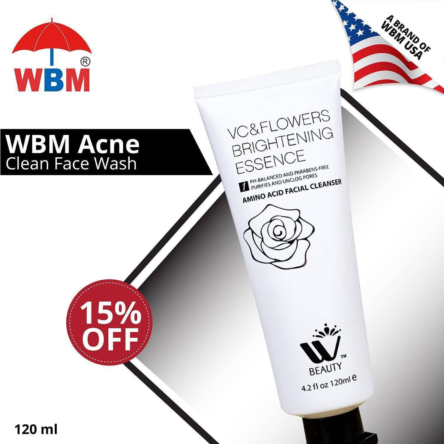 15% OFF On WBM ACNE CLEAN FACE WASH | MADE IN USA