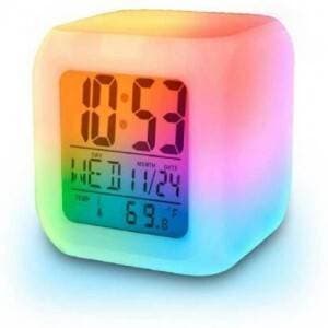 7 Color Changing LED Digital Alarm Clock with Date, Time.