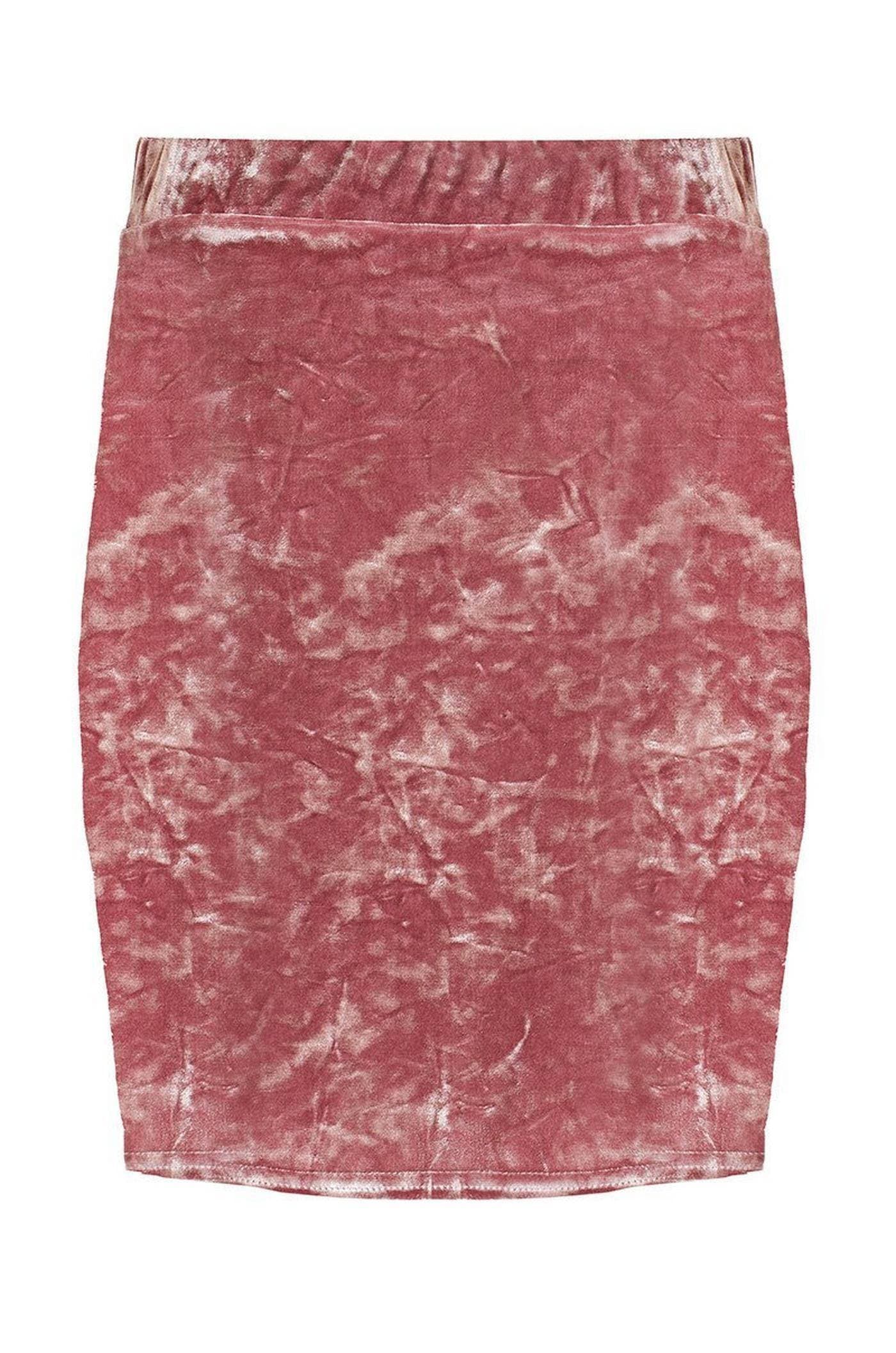 Pink Crushed Velvet High Waist Bodycon Skirt - Wonderful