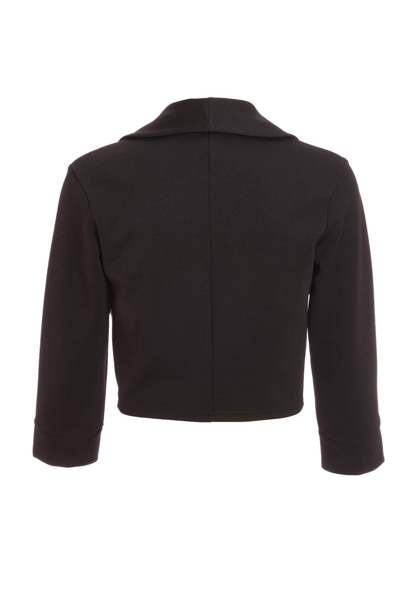 Black Shawl Collar Crop Jacket - Glamorous