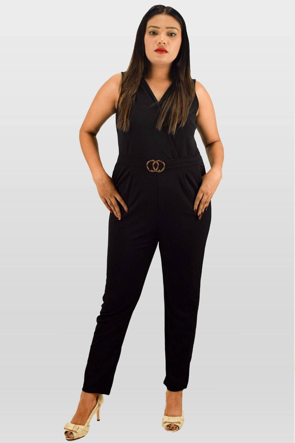 Black Buckle Jumpsuit 100% High Quality