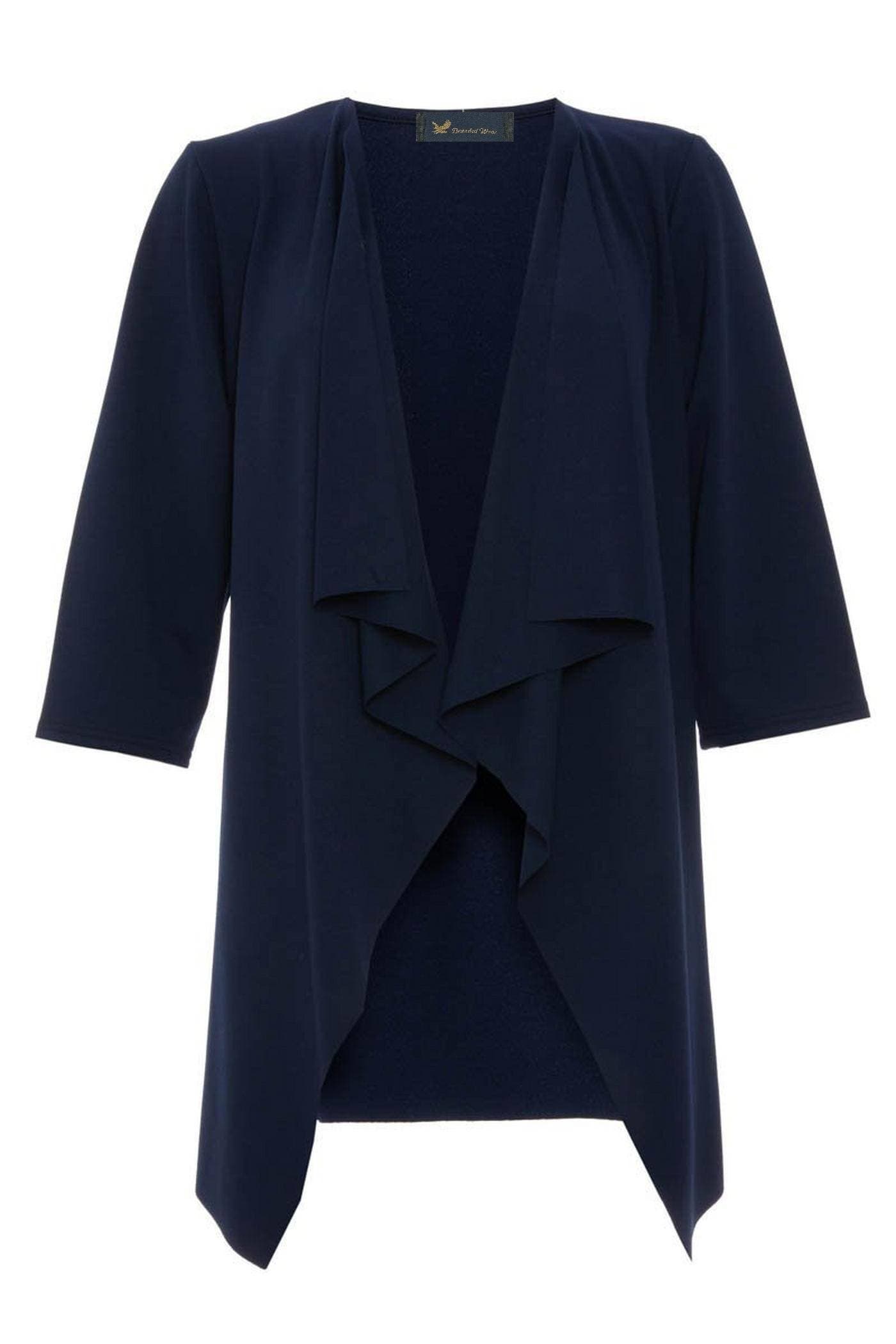 Navy Waterfall Front 3/4  Sleeve Jacket - Amazing