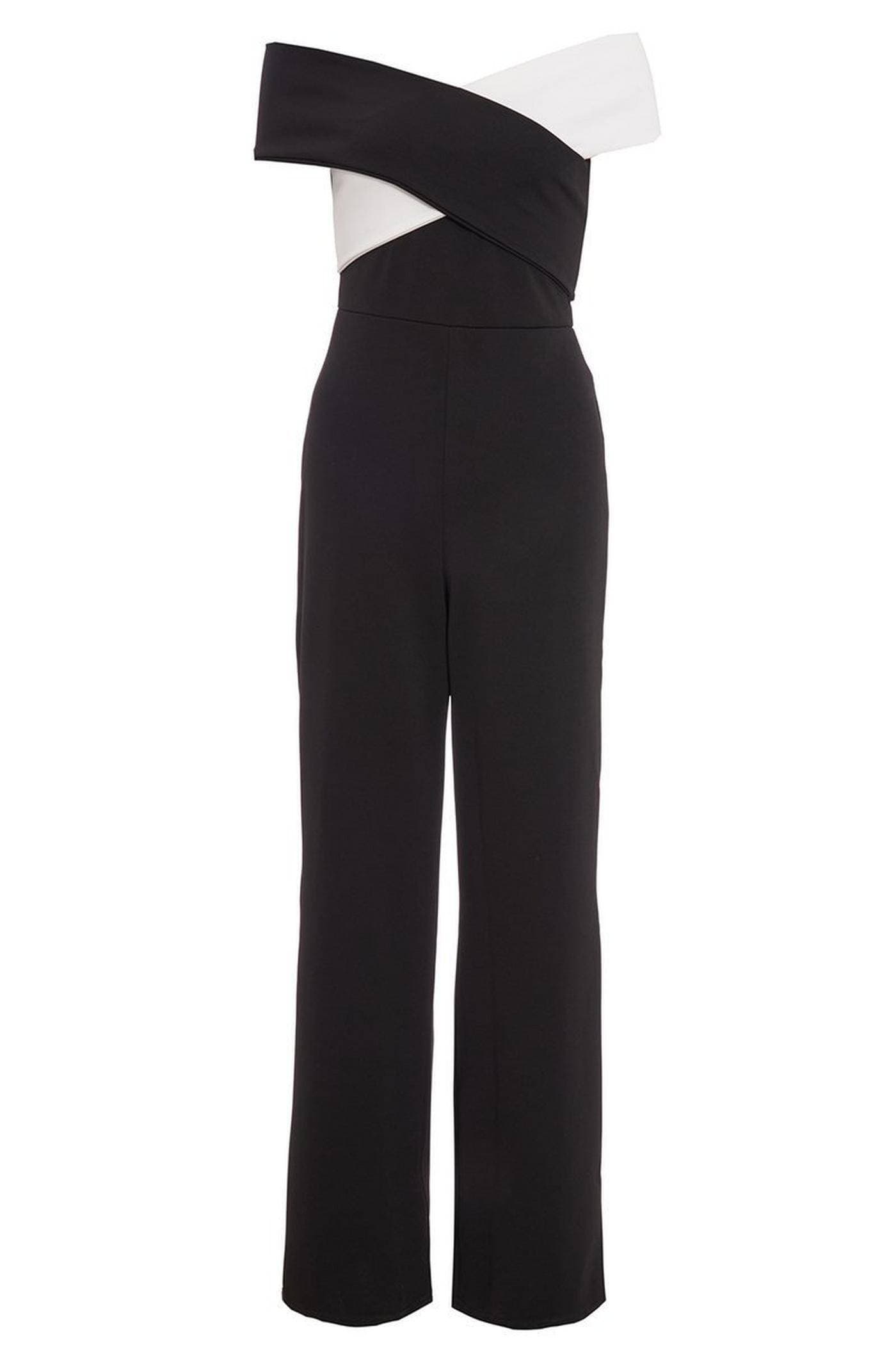 Black And White Cross Over Palazzo Jumpsuit - Glamorous