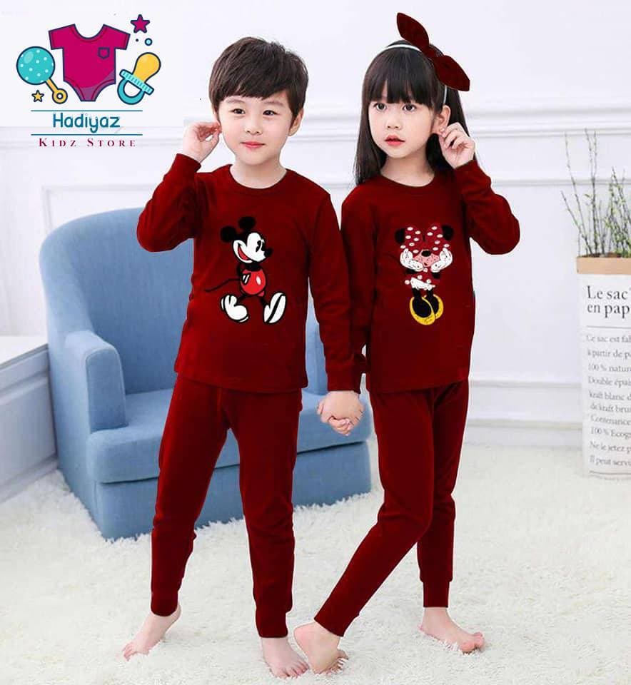 Delight Summer Collection Kids Nigh Suits Pack Of 2 - Maroon Color