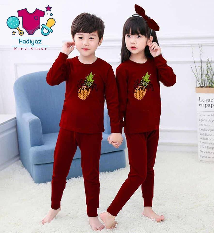 Blissful Summer Collection Kids Nigh Suits Pack Of 2 - Maroon Color