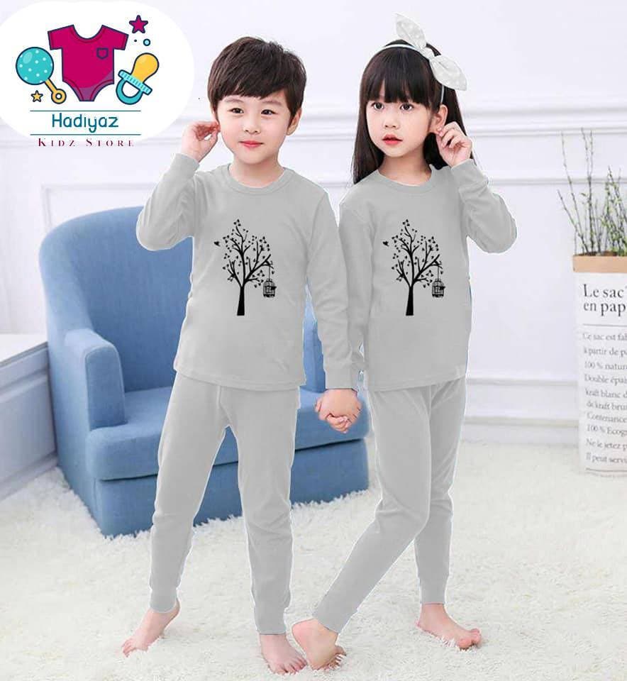 Wonderful Summer Collection Kids Nigh Suits Pack Of 2 - Light Grey Color