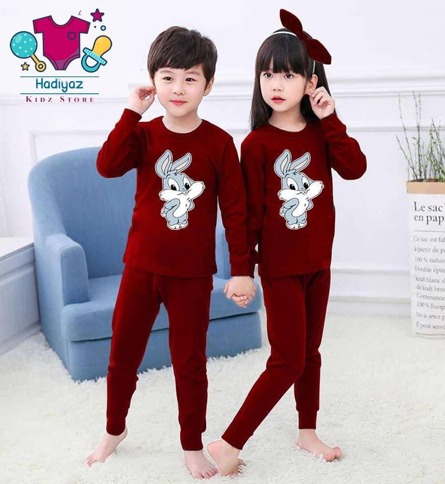 Appealing Summer Collection Kids Nigh Suits Pack Of 2 - Maroon Color