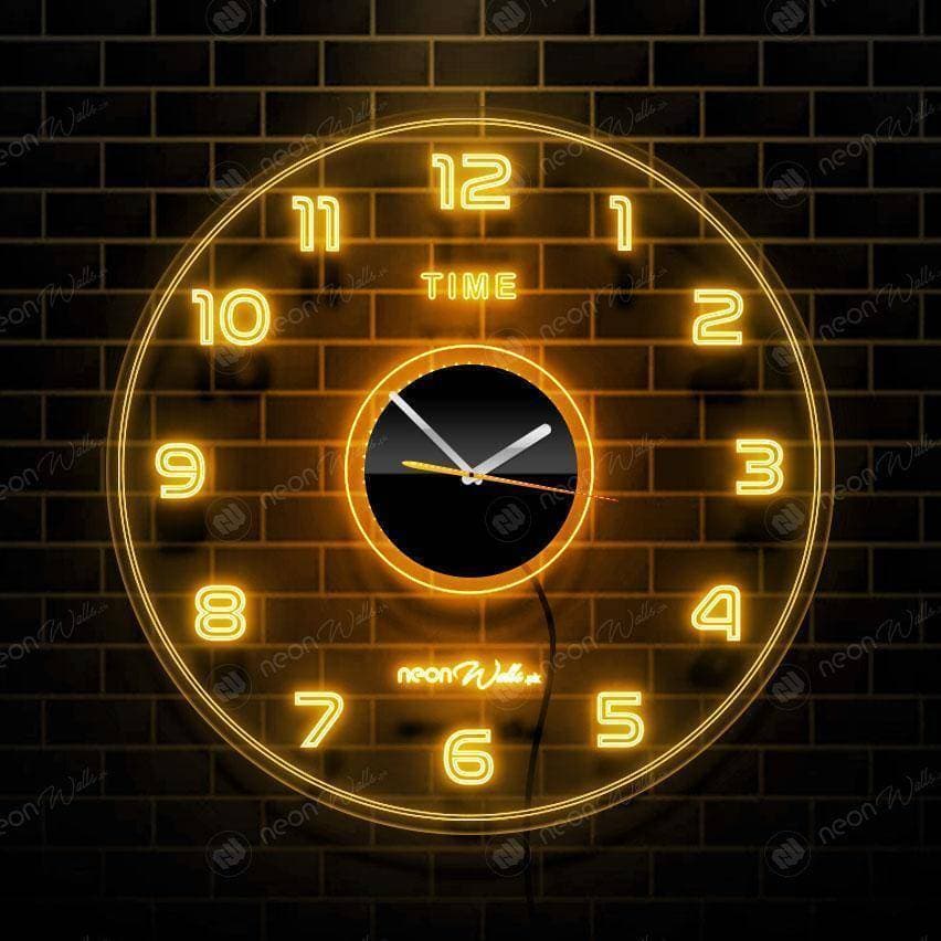 Neon Wall Clock With Neon LED Backlight (12 inches)