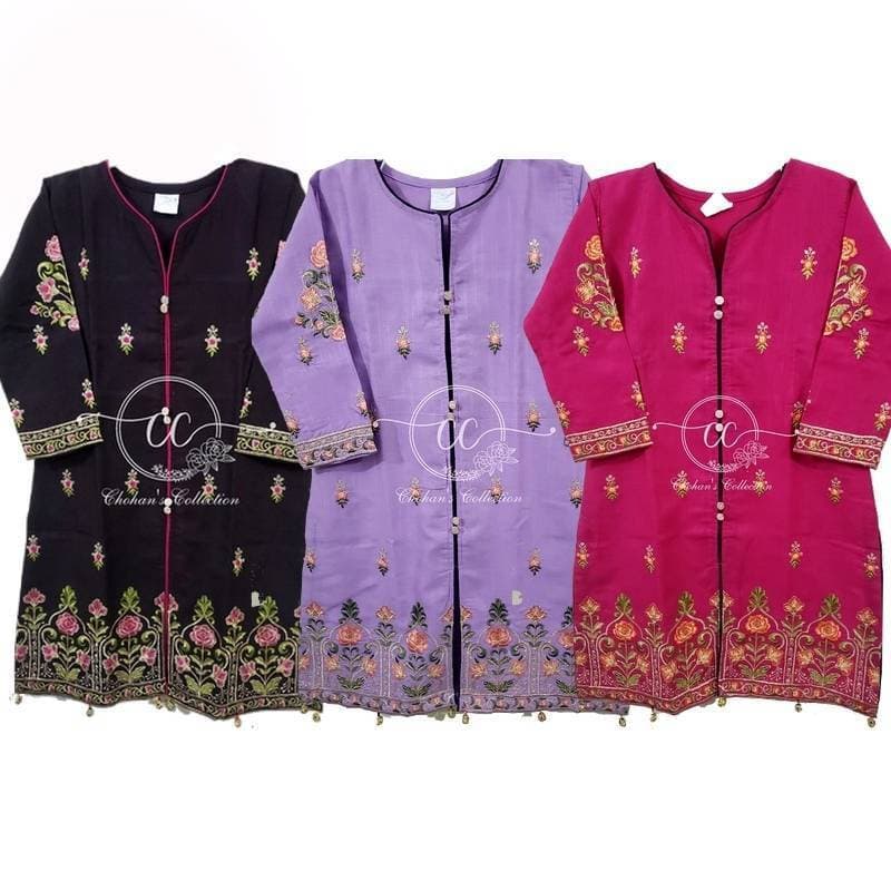Pack Of 3 Finely Embroidered Cotton Shirt For Girls & Ladies - Standard Size