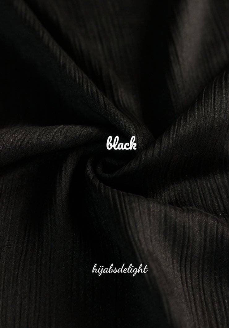Crinkle Silk Hijab Black Color