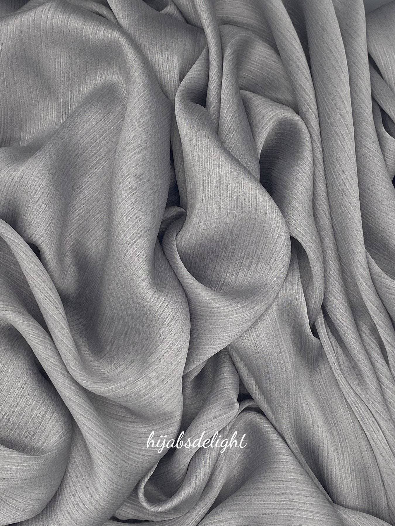 Crinkle Silk Hijab - Silver Colour