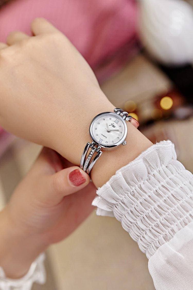 New Fashion Rhinestone Watches Women Luxury Brand Stainless Steel Bracelet watches Ladies - Silver